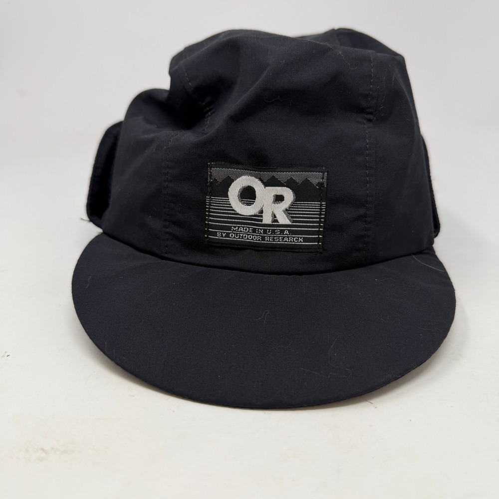Outdoor Research Cap Mens Large Gore-Tex Ear Flap Black Made in USA EUC